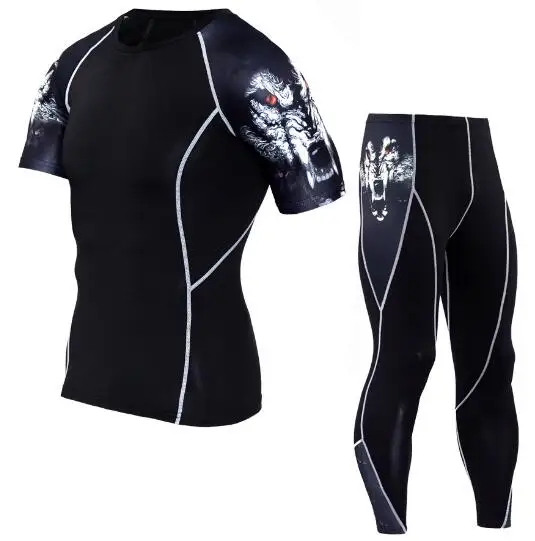 

Новинка мужские компрессионные костюмы для бега с изображением Карателя черепа спортивный комплект рубашка для тренажерного зала бега муж...