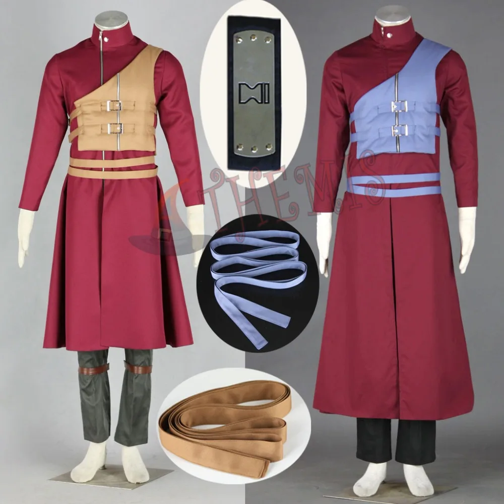 Athemis Anime Outfit Gaara Cosplay Costumes Long Red Coat Casual Clothes With Black Headband Gift Halloween Uniform