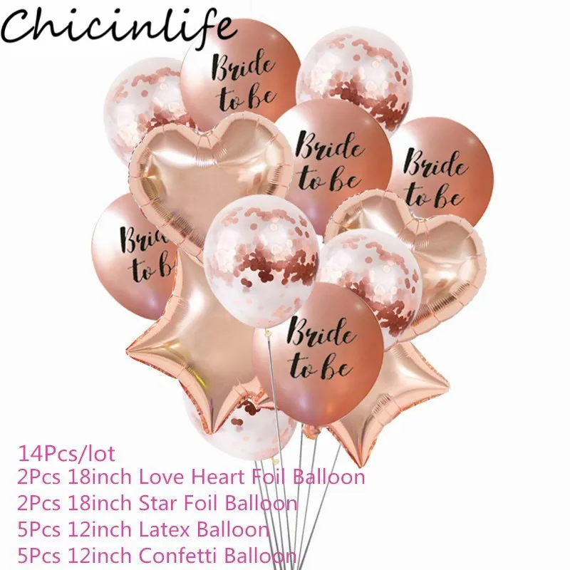 14Pcs Chicinlife 10 дюймов 10 шт., латексные шары для невесты, девичника, вечерние, свадебные украшения - Цвет: 14Pcs