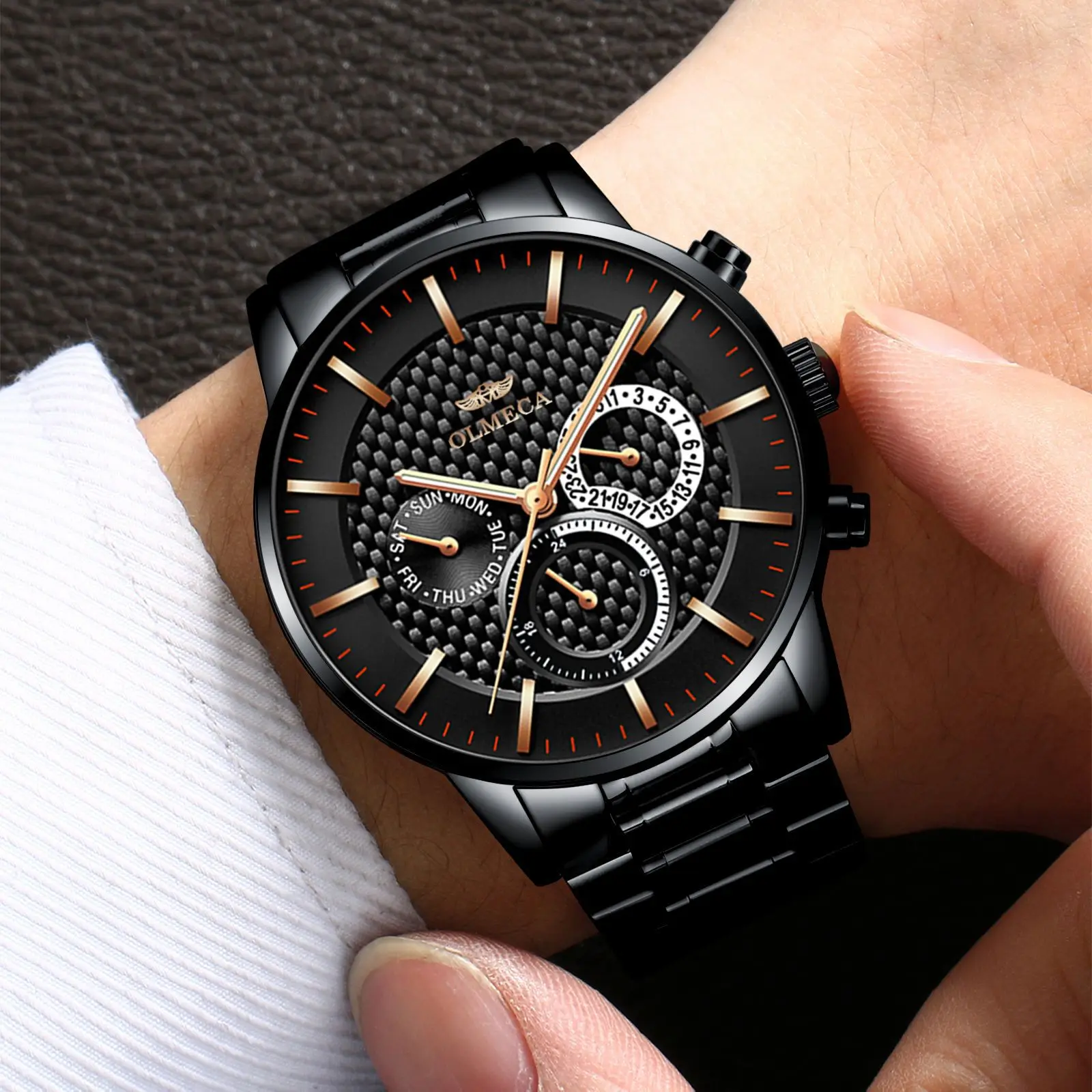 OLMECA многофункциональные мужские часы спортивные водонепроницаемые кварцевые с
