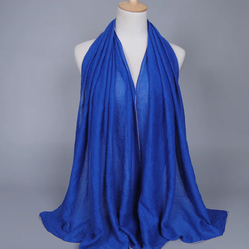 LMLAVEN женский хлопковый шарф с золотыми краями и цепочкой модный платок