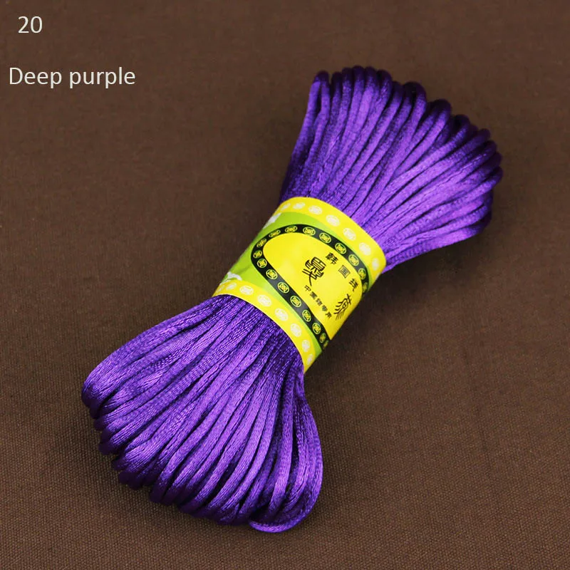 20 deep purple 20 м/лот, 2,5 мм, крепкий плетеный браслет, шелковый шнур макраме, веревка, сделай сам, китайский узел для изготовления браслетов, фурнитура для изготовления нитей - Цвет: 20 deep purple