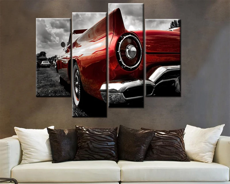 Красный спортивный автомобиль Cuadros Decoracion холст печатные настенные квадраты для