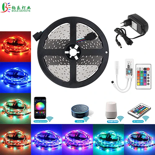 5M Full Kit 10 м RGB Светодиодные ленты 2835 Водонепроницаемый IP65 15 M 5 M диод лента с WI-FI светодиодный Управление Лер Alexa Google дома Управление 12 V DC адаптер Мощность - Испускаемый цвет: 5M Full Kit