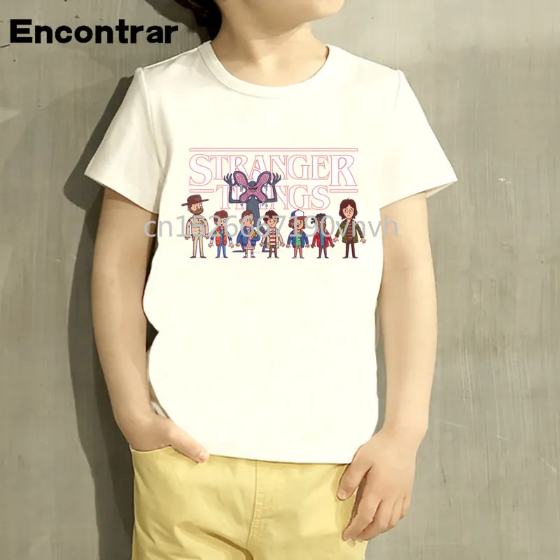 Футболка для маленьких мальчиков и девочек с рисунком из мультфильма странные