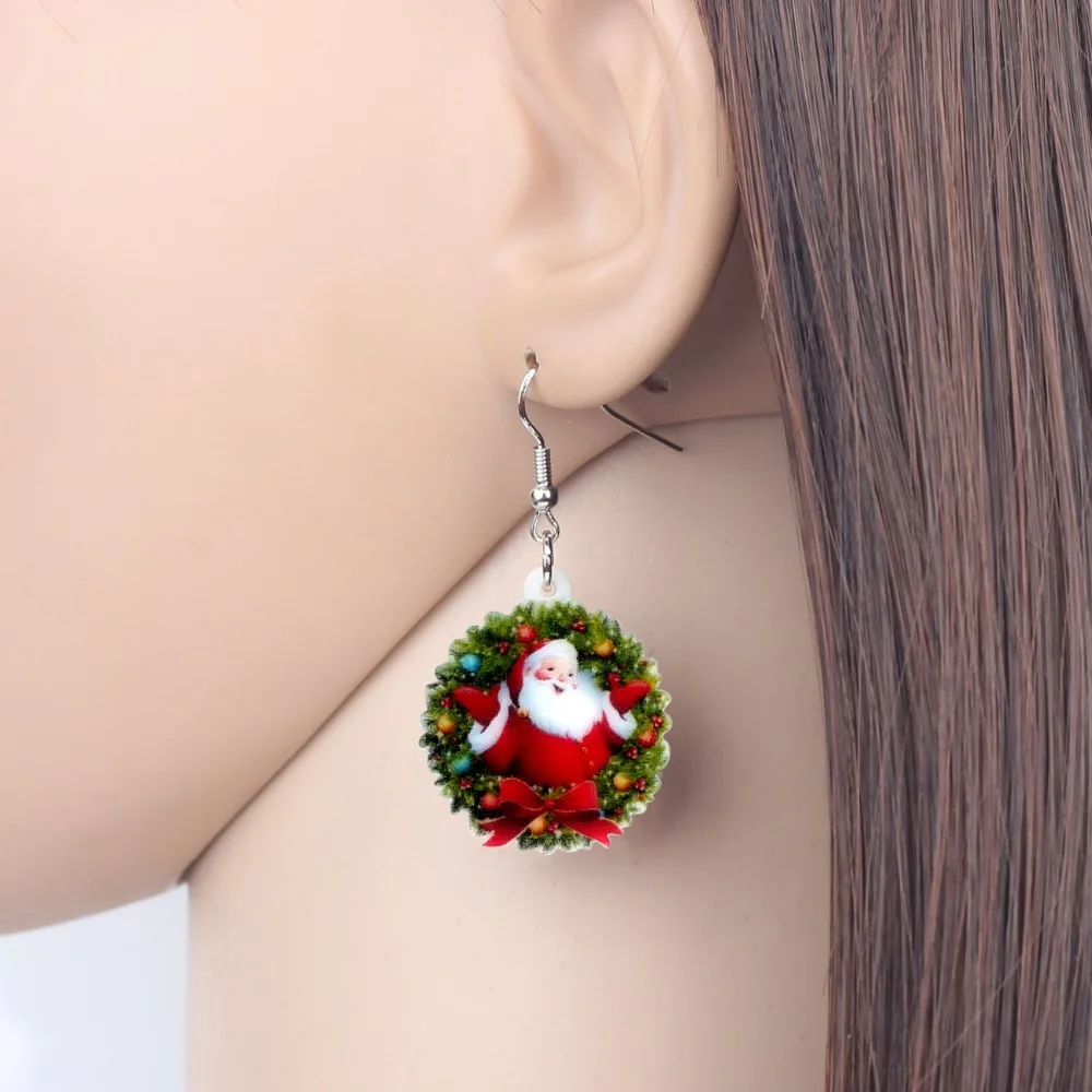 Bonsny Acrylic Christmas Sweet Santa Claus Garland Earrings Drop Dangle Party Gift Jewelry For Women Girls Teens Ornaments 2018 | Украшения