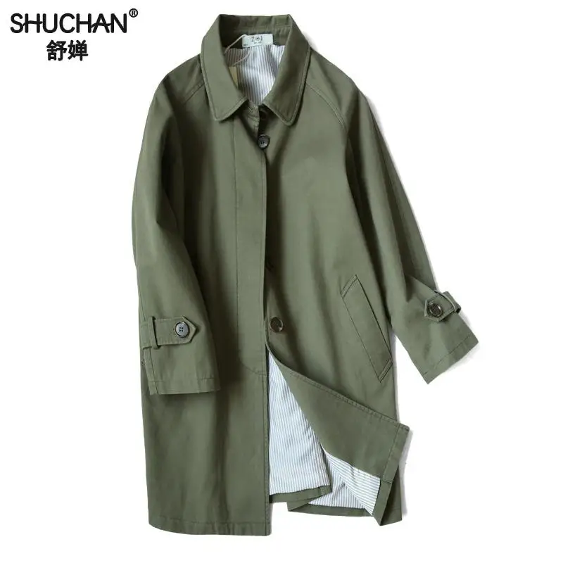 Shuchan 2019 Повседневный Тренч Casaco Feminino однобортный с широкой талией Женское пальто