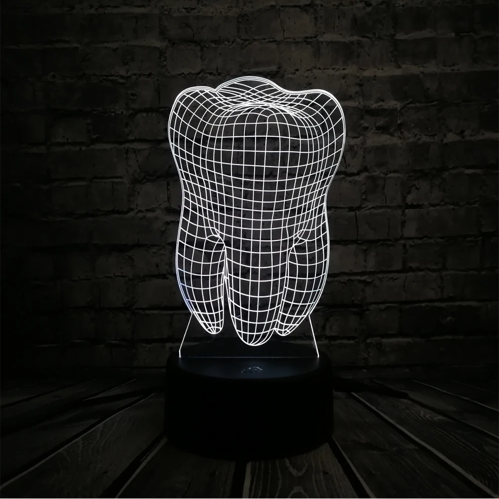 Крутой 3D зуб зубы светодиодный USB лампа Атмосфера RGB Ночной Светильник Красочные Детские игрушки спальня Настольный светильник в подарок декор