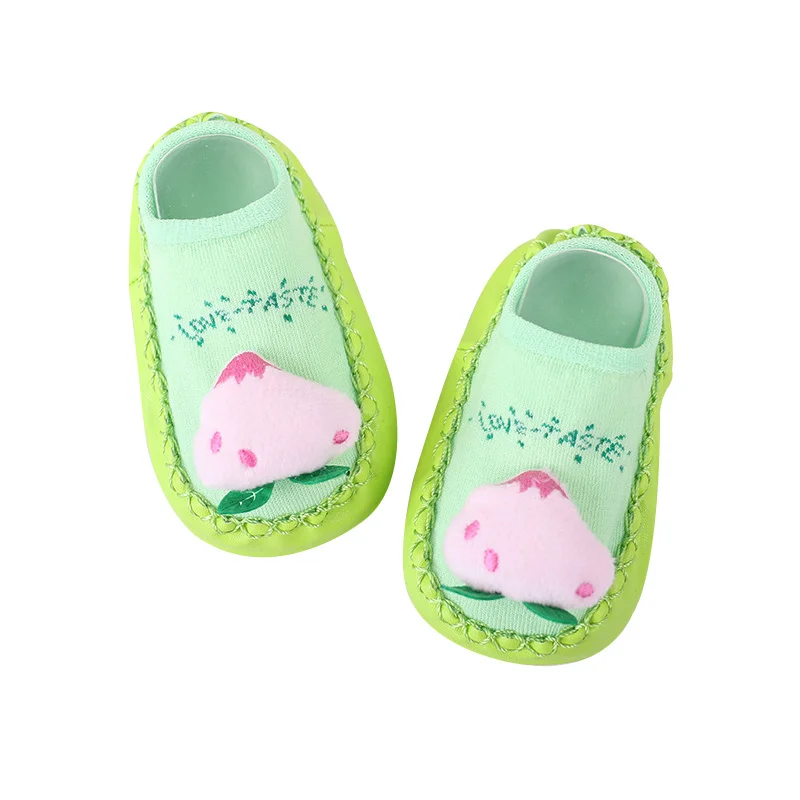 Милые носки с фруктами для малышей нескользящие носки-тапочки из чесаного хлопка