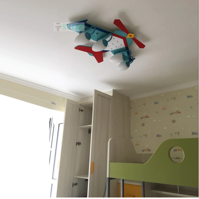 Современные креативные Мультяшные огни самолета лампы E27 для мальчиков