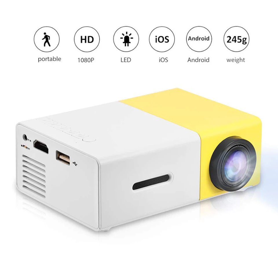 YG300 медиаплеер 600 люмен 3,5 мм аудио 320x240 поддержка 1080P AV USB SD карта HDMI интерфейс для детей Образование светодиодный проекторы