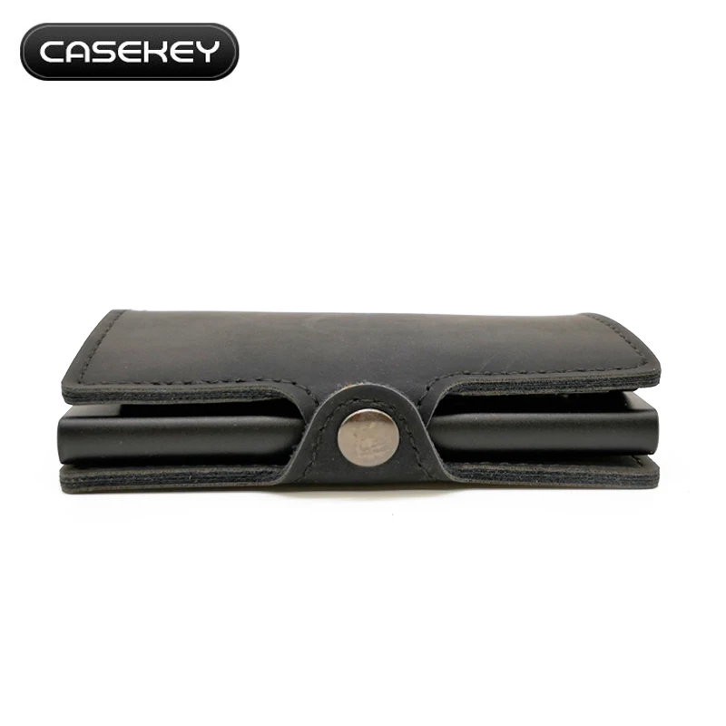 Casekey коричневый винтажный кожаный Алюминиевый бумажник автоматический