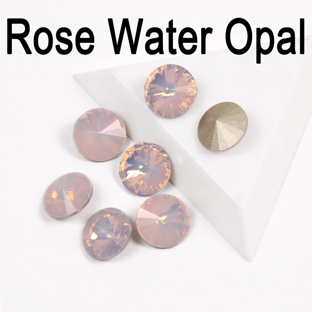 Rose water Opal 1122 Rivoli Strass Crystal Rhinestones Element Cabochon Round AB Fuchsia GSHA Sew on Jewelry Accessories Garment Decoration - Цвет: Rose water Opal