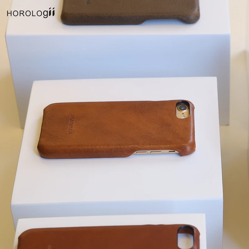 Natural Vintage Italian vegetbale tanned Leather half wrapped Case for iPhone 7 Plus Retro mobile phone case dropship |