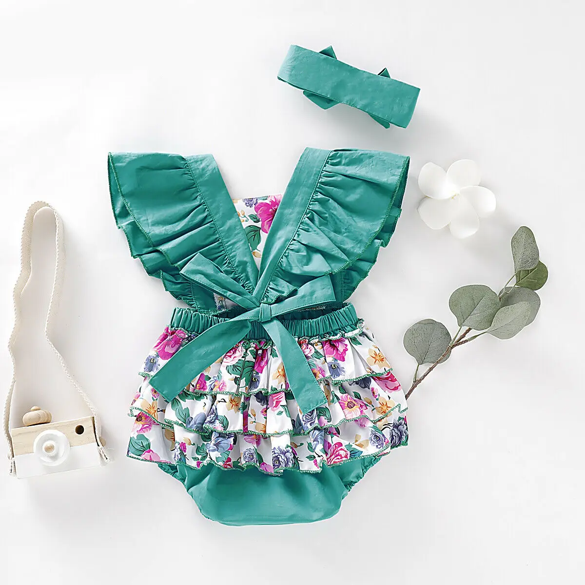 Комплект из 2 предметов для новорожденных девочек комбинезон с цветочным