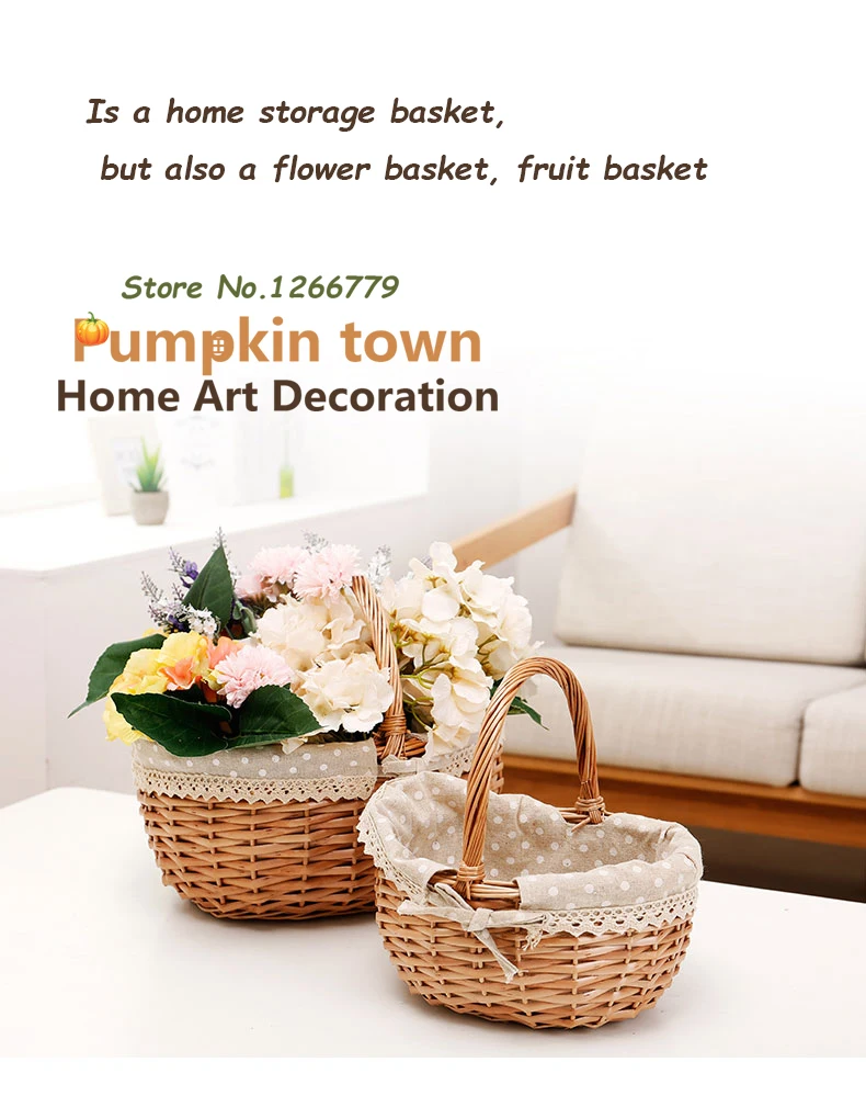 2018 NEW Genuine Super specials Practical Pastoral style sweet lovely cloth art wicker basket Storage Baskets flowers | Дом и сад