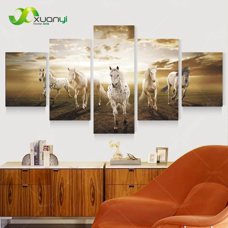5 шт. настенные картины на холсте с изображением лошади|picture for living room|wall picturesoil