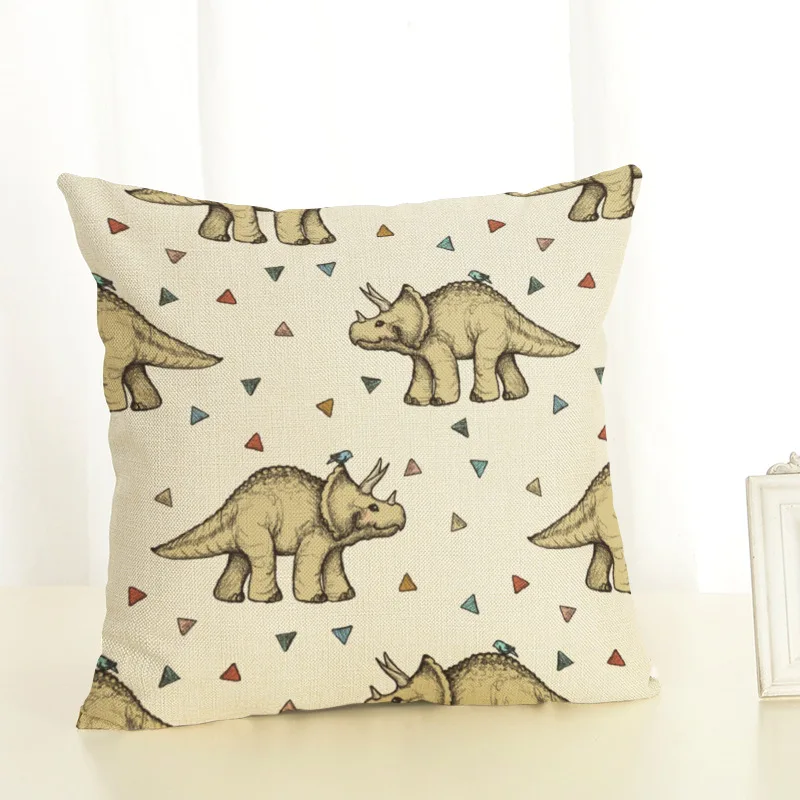 Cushion Cover Наволочка для подушки 45x45 см Наволочки домашний декор животных Динозавр Тираннозавр Рекс Печать Хлопок Лен наволочки - Цвет: Cushion Cover