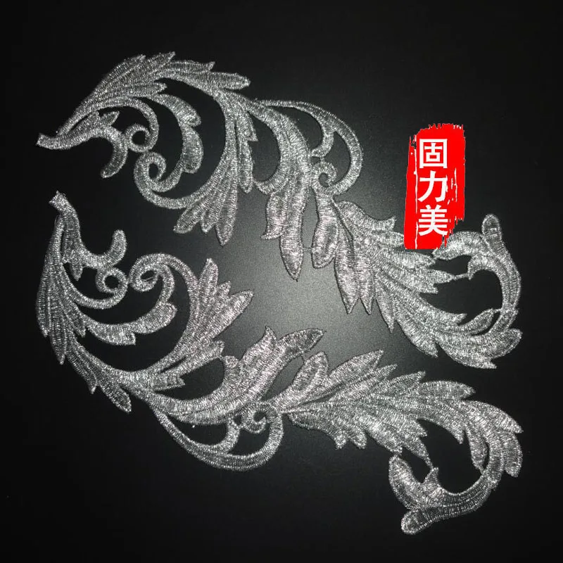2pair embroidery gold &amp silver water soluable flower patch DIY lace applique sewing on | Дом и сад