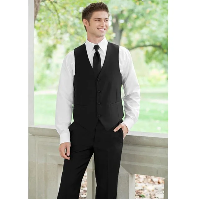 New Arrival Groom Vests Khaki or Black Grooms mens Vest Custom Made Size and Color Four Buttons Wedding/Prom/Dinner Waistcoat | Мужская