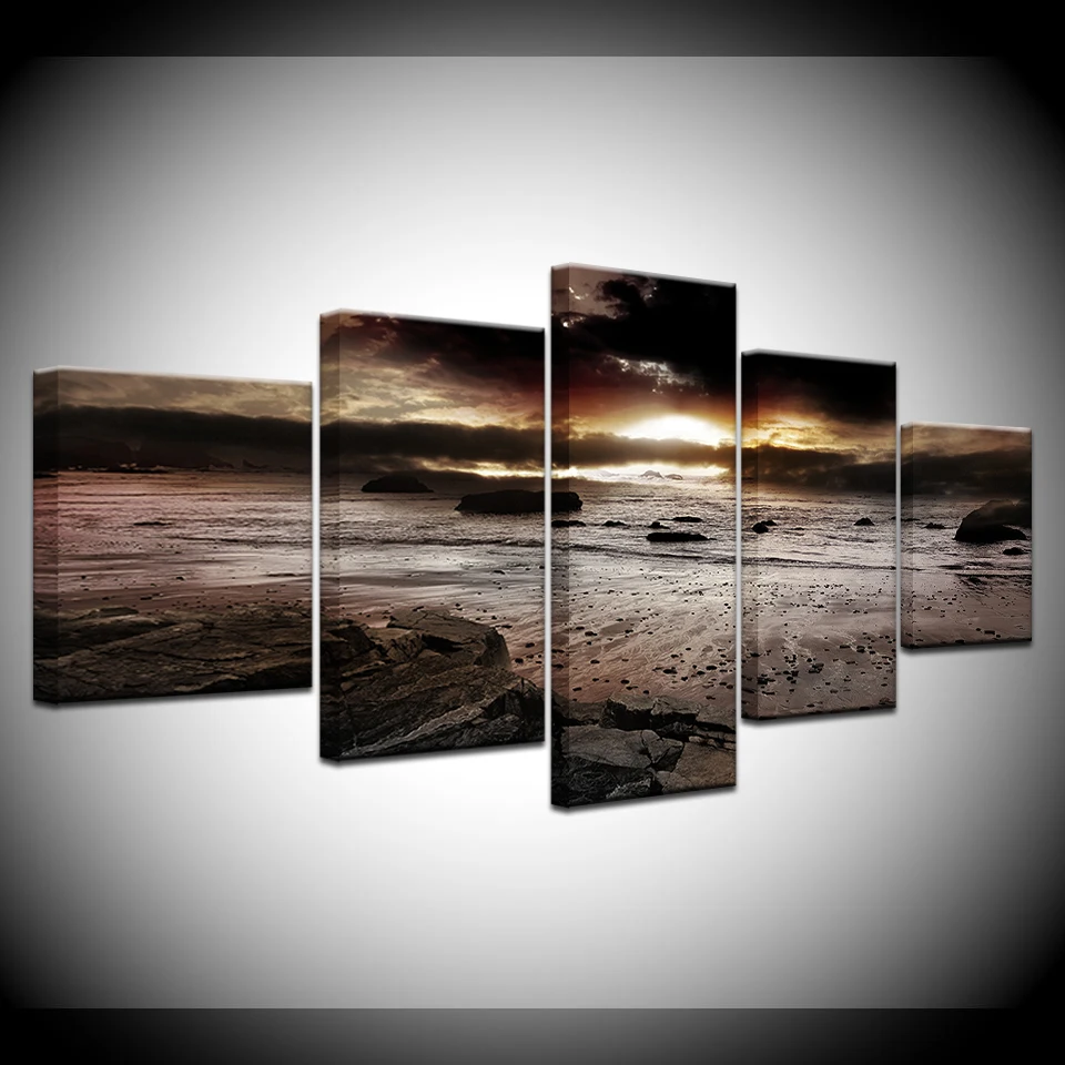 

5 Piece Home Modern Modular Decoration Wall Art Painting sunset Dark Cloud Pictures Prints On Canvas Framework Artwork