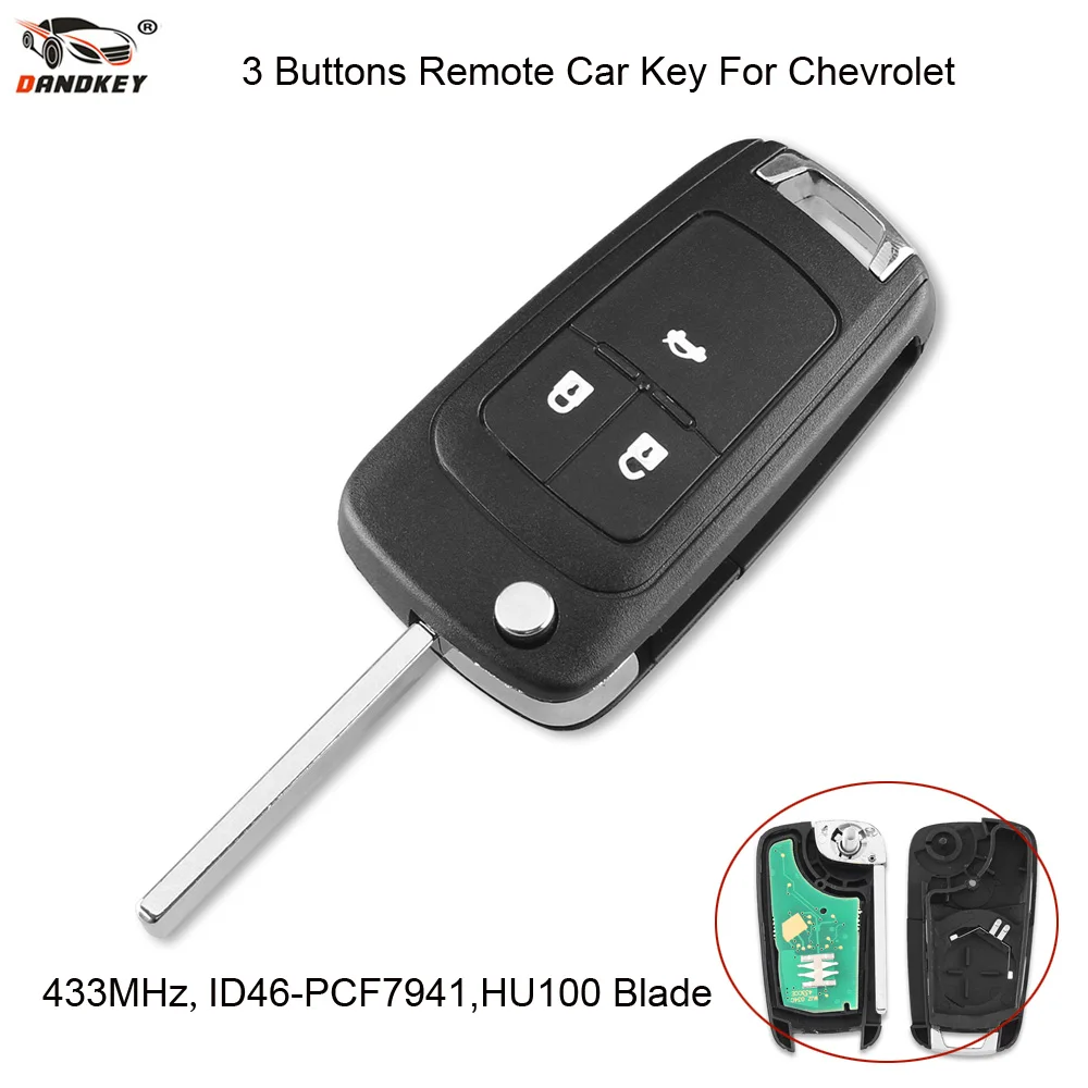 DANDKEY 433 МГц с ID46 чип флип складной ключ чехол для Chevrolet Cruze пульт дистанционного
