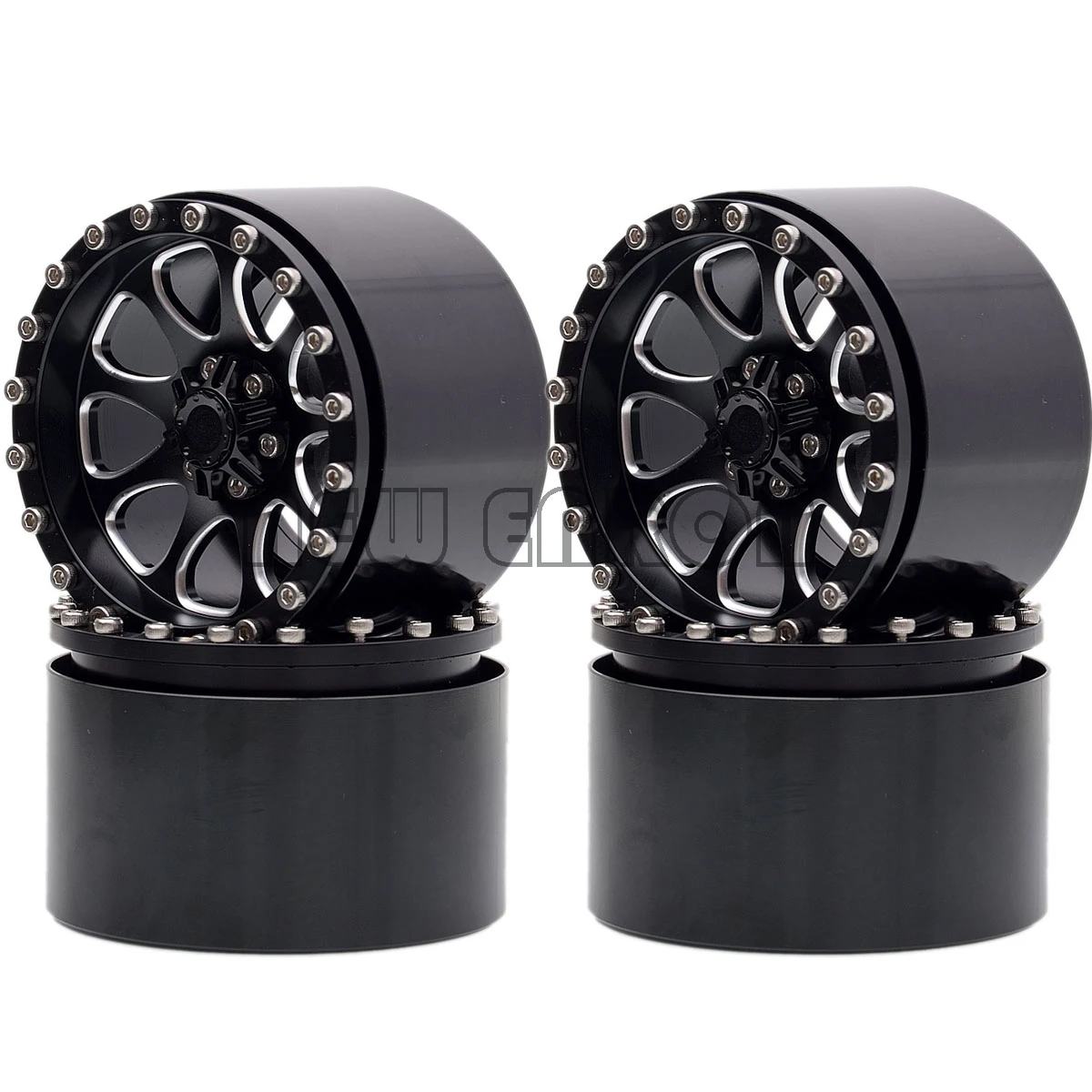 BLACK Новые ENRON 4 шт. алюминиевые 2," колесные диски для RC 1/10 гусеничный YETI SCX10 RR10 Wraith 90056 90053 90045 Traxxas TRX-4 км2 - Цвет: BLACK