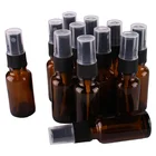 12 шт 20 мл Янтарный стеклянный распылитель с черным мелким распылителем эфирного масла пустые косметические контейнеры