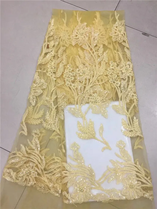 Вышитая Тюлевая кружевная ткань самая последняя африканская с блестками бусины