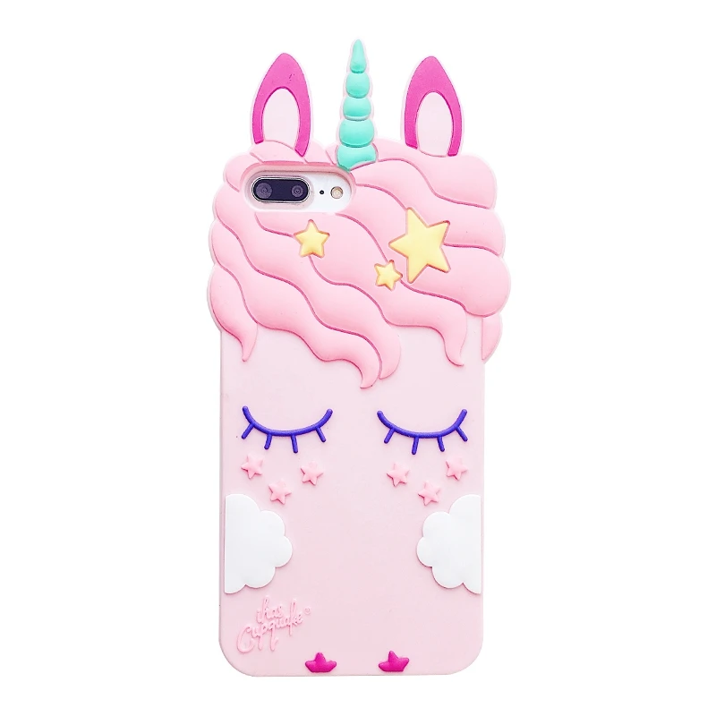 Super cute Cartoon 3D Pink Unicorn shockproof Soft Silicone Case for Iphone 7Plus 8 6S 6 plus 5G 5S SE XS Max XR X Phone | Мобильные