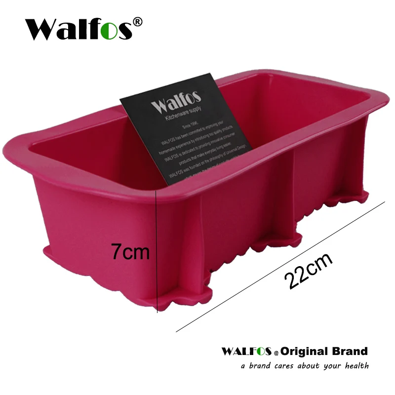 wine red WALFOS 1 шт. антипригарным формочка для торта, хлеба для выпечки Большой тостов французского хлеба-кусок мыла Пан пресс-форм для выпечки силиконовая форма для торта - Цвет: wine red