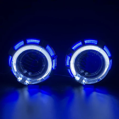 White-Blue Ronan 2,0 moto H1 bi xenon двойные светодиодные ангельские глазки один набор кожухов H4 H7 адаптер для автомобильных фар использовать H1 лампы для модернизации - Цвет: White-Blue