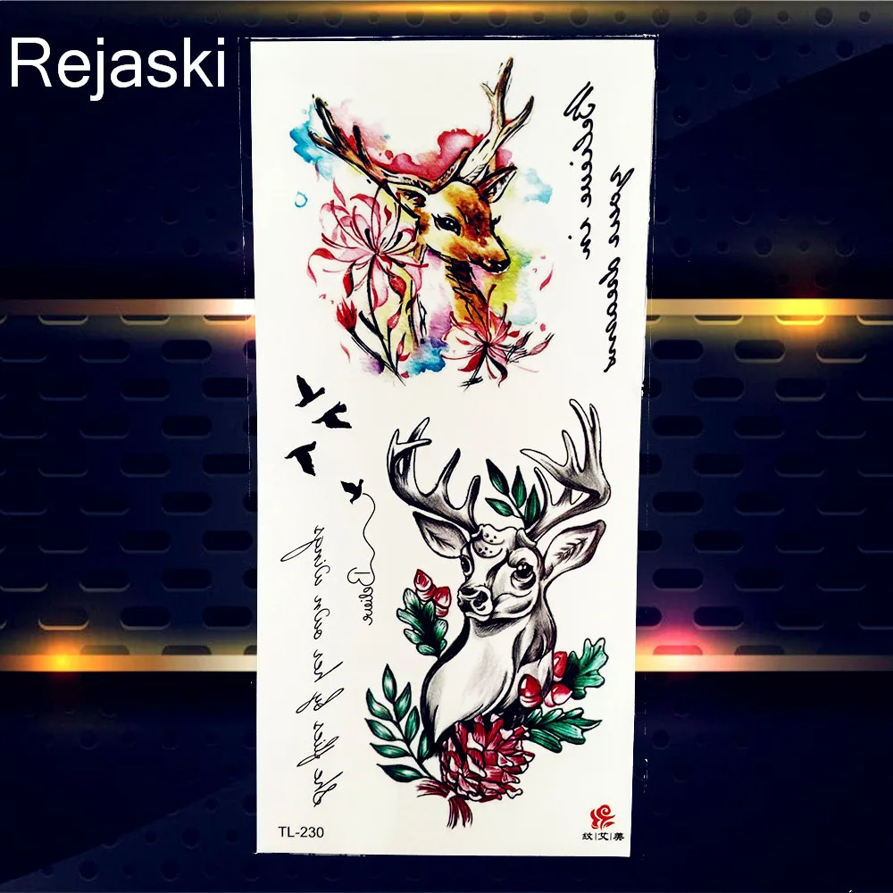Временные татуировки для детей наклейки с изображением милого оленя и лосят розы