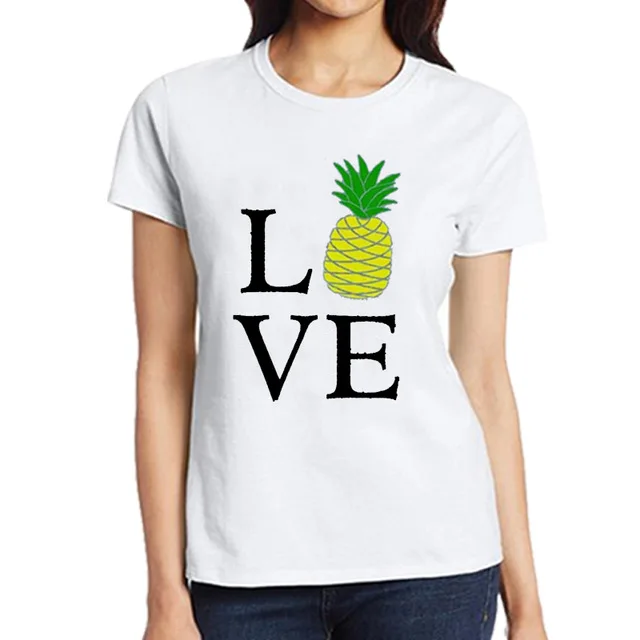 2019 модные женская летняя футболка Топы любовь Ананас милый принт белый топ с