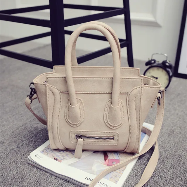 Beige Bolsos Mujer, трапециевидная смайликовая сумка через плечо, роскошная Брендовая женская сумка из искусственной кожи, сумка через плечо, сумки известного дизайнера - Цвет: Beige
