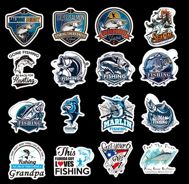 50 шт./лот Go Fish Мультяшные рыболовные Наклейки Скейтборд с граффити ноутбук