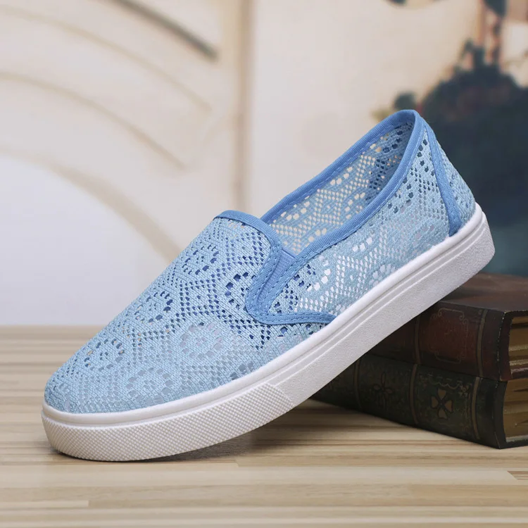 Женские летние туфли на плоской подошве белые платформе дышащие с вырезом Espadrilles