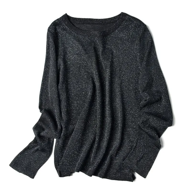 Новинка весна-осень 2020 блестящий Женский пуловер с длинным рукавом базовый
