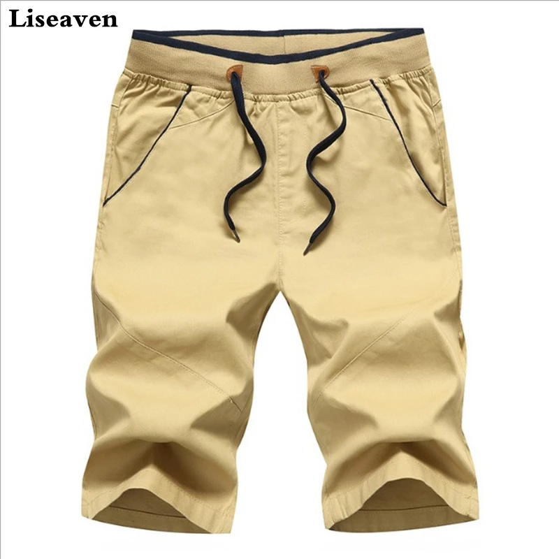 Liseaven, мужские летние повседневные шорты, 5XL, мужские хлопковые шорты, Средние прямые тонкие мужские пляжные брендовые шорты, повседневные однотонные шорты для мужчин
