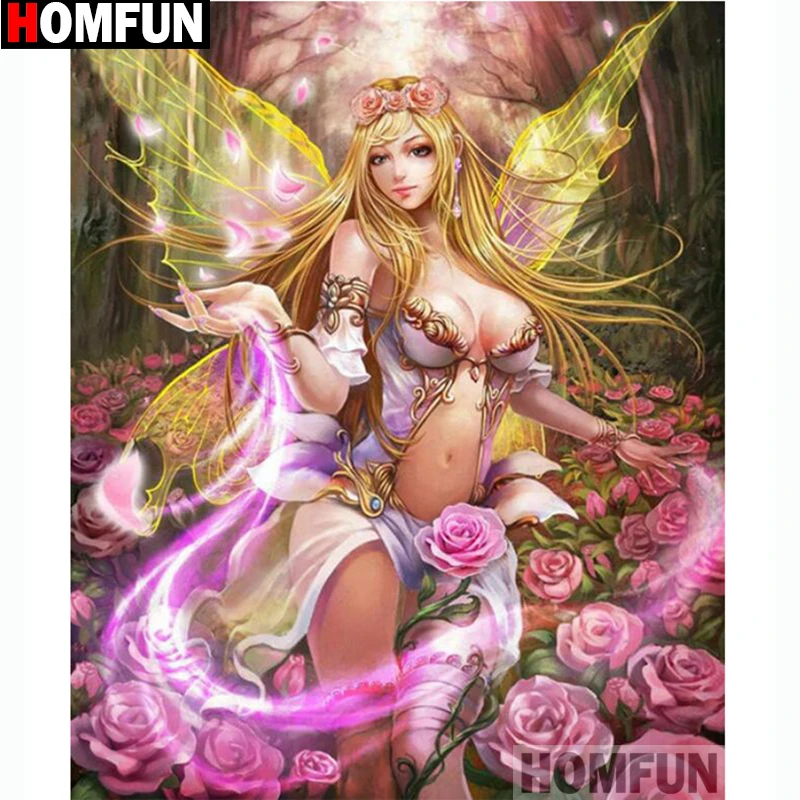 

HOMFUN Diamond Painting Full Square/Round Drill 5D DIY "butterfly fairy" Daimond Embroidery Rhinestone Cross Stitch Decor A13117