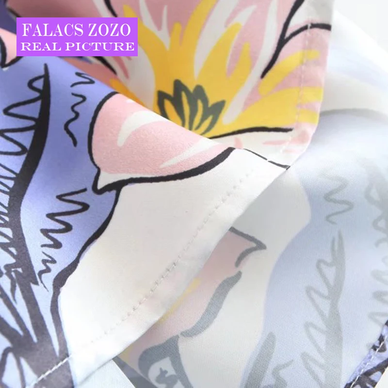 Falacs Zozo Summer Spring Vintage Office Lady Prairie Chic Casual Floral Print Fashion Lantern Sleeves Blouses Shirts Women |