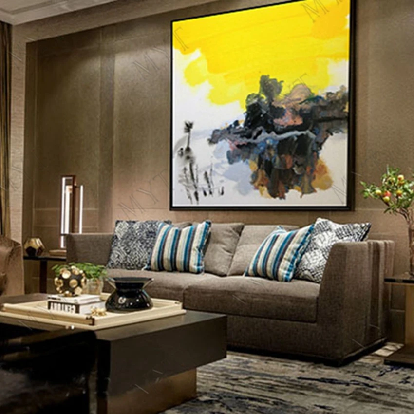 100% ручная роспись маслом абстрактные животные золотые рыбки Картина на холсте