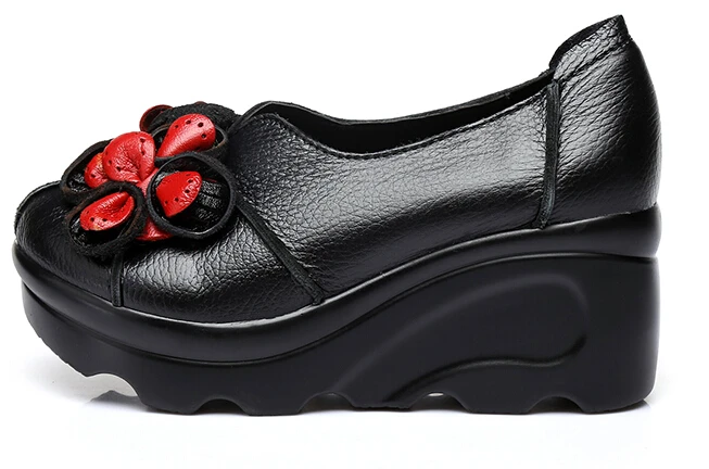 2018 г. весенняя женская обувь удобная на танкетке ручной работы из натуральной