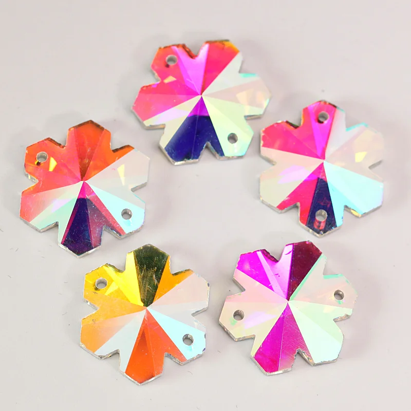 18 мм шт. прозрачные стразы AB в форме цветка пришивные с плоской задней стороной