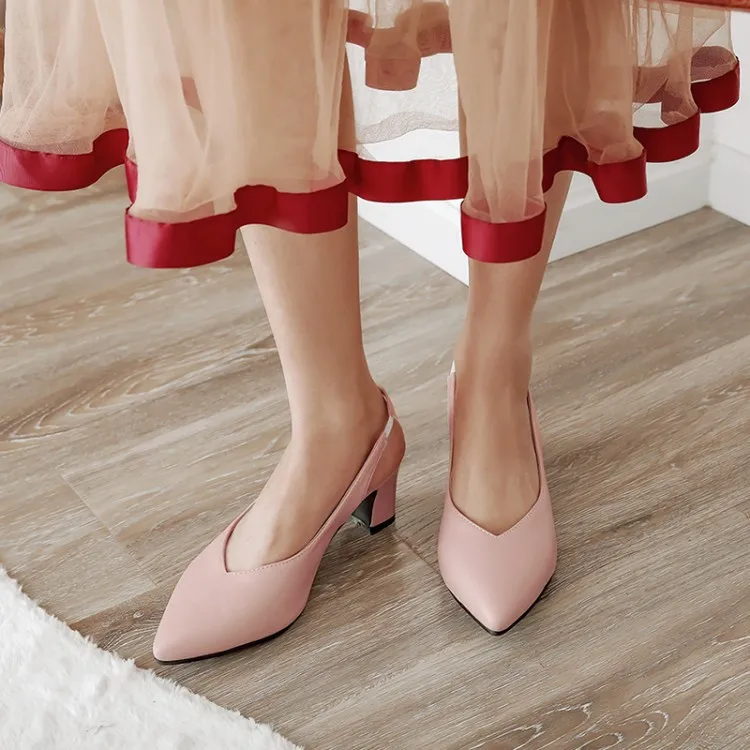 Классические офисные дамские туфли PXELENA с ремешком на пятке высоком устойчивом