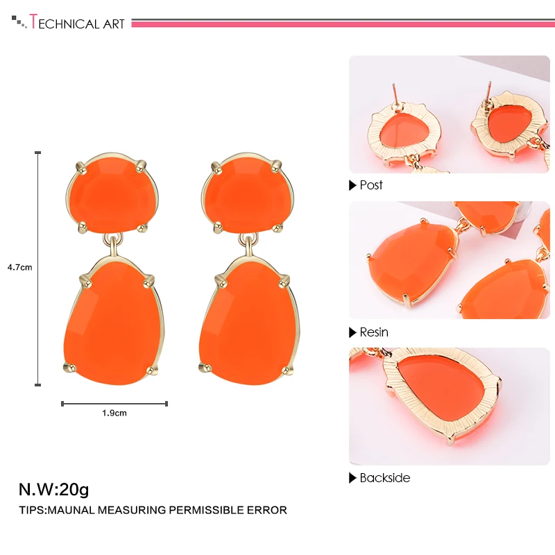 Lilie и Белый Мода Геометрические граненых neon Цвет смолы Длинные висячие серьги