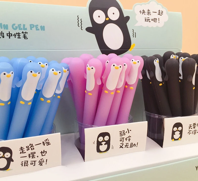 1 шт. милые Мультяшные Пингвин из силикона гелевая ручка для школы Kawaii Ручки для письма канцелярские принадлежности для студентов подарки офисные принадлежности