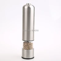 free shipping stainless steel electric pepper salt spice mill grinder with light battery operated