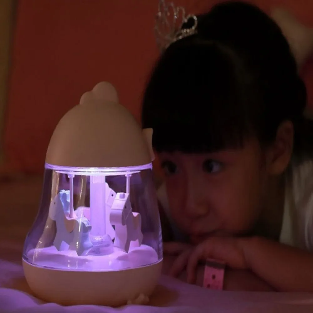 Творческий usb зарядка карусель музыка светодио дный свет светодиодный