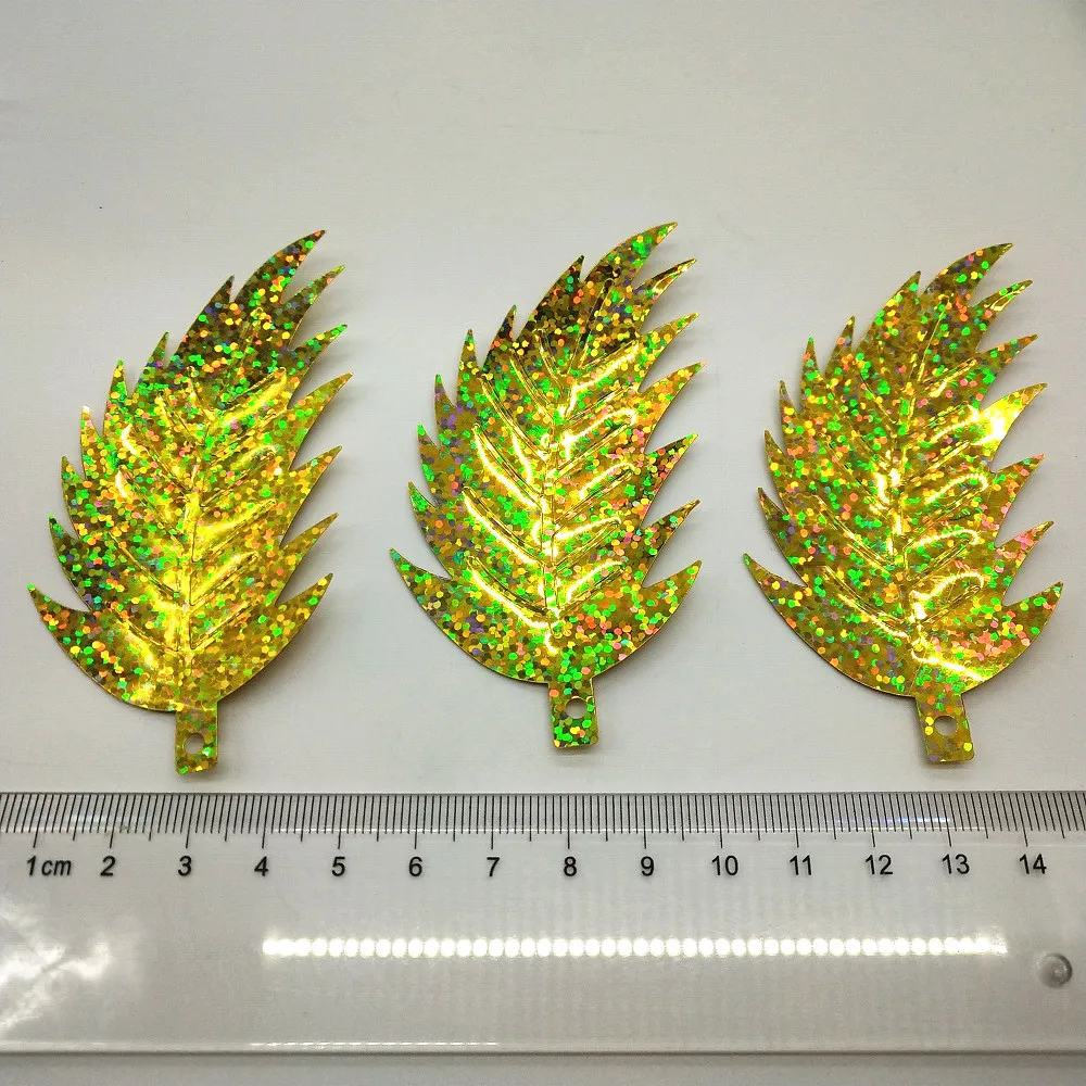 LNHOME 50pcs 90*46mm Laser Gold Large Leaf Sequins For Crafts Sewing DIY Garment Accessories | Дом и сад